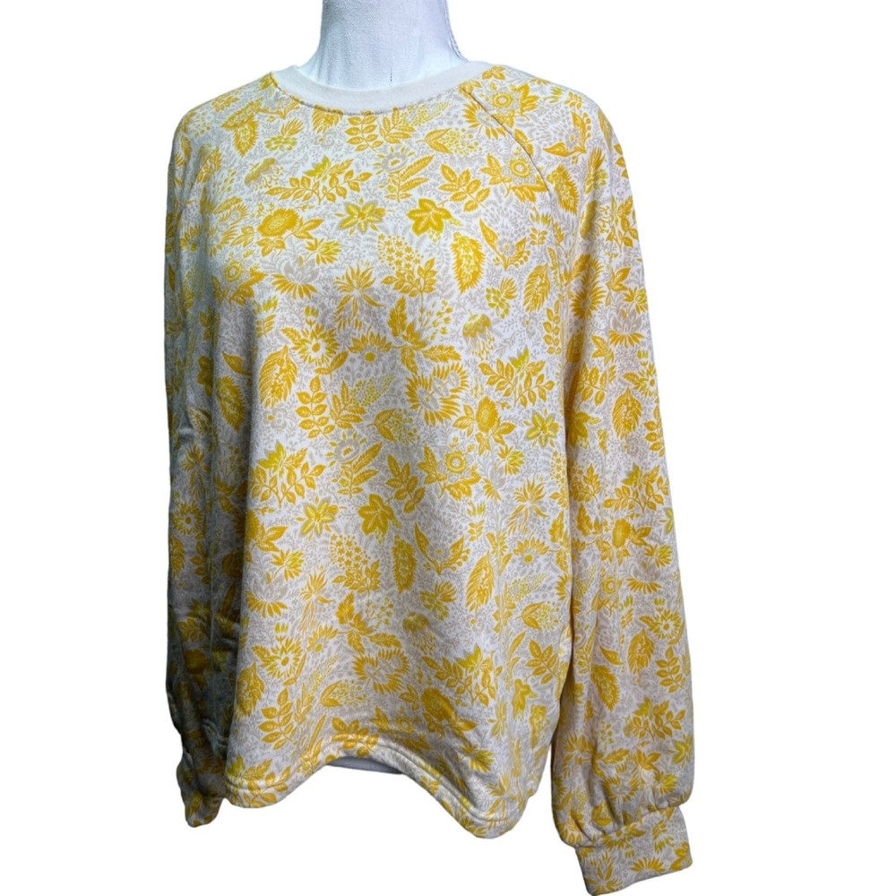 Banana Republic Factory Yellow Floral Sweatshirt Lightweight Size large